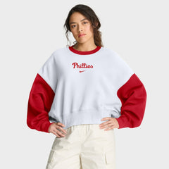 Philadelphia Phillies Women's Oversized High Hip Fleece Sweatshirt White/Red | Nike