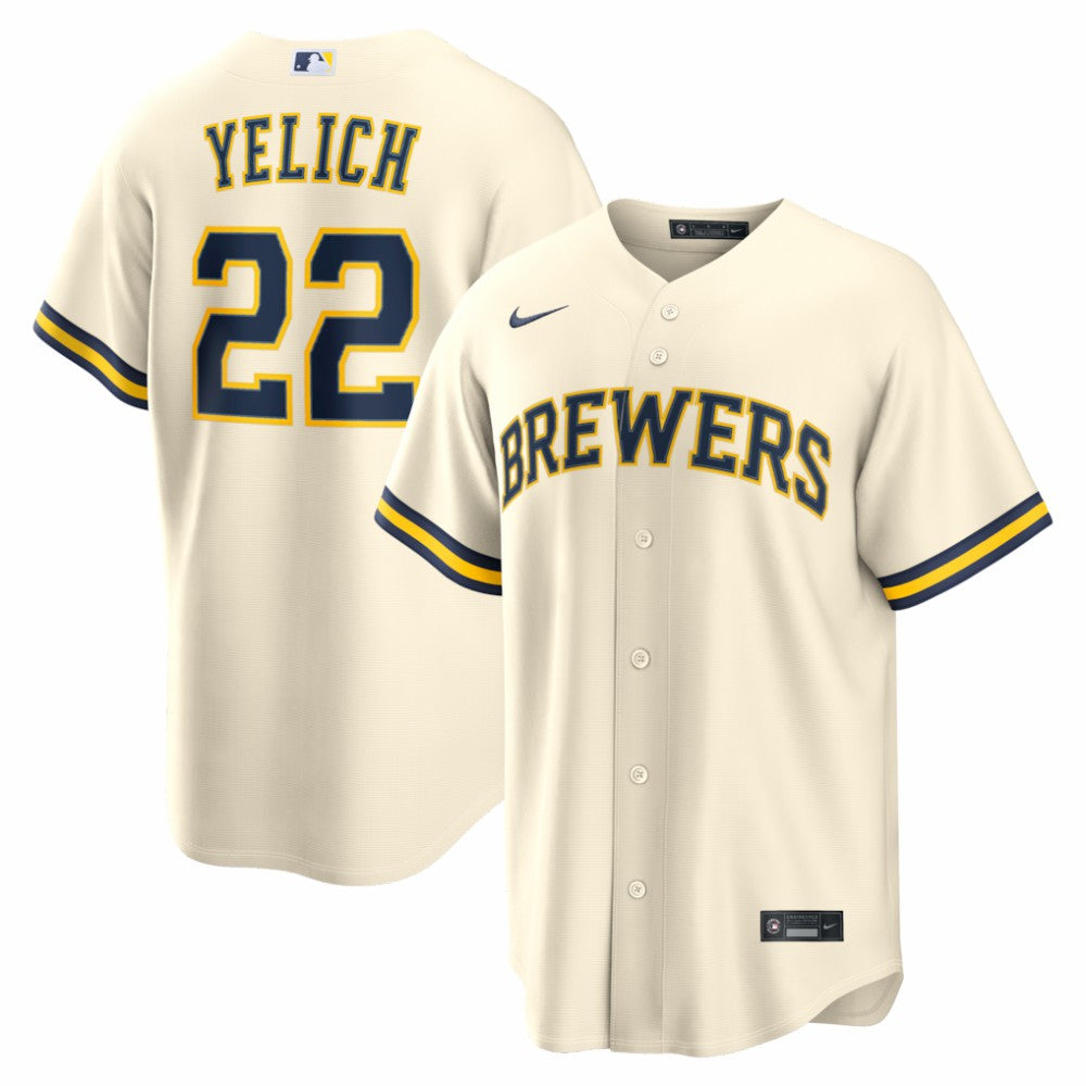 Christian Yelich Milwaukee Brewers Home Replica Jersey - Cream