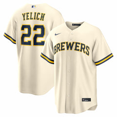 Christian Yelich Milwaukee Brewers Home Replica Jersey - Cream