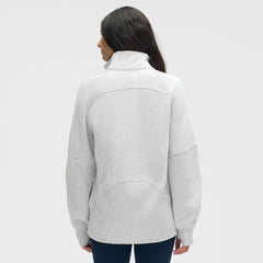 Detroit Red Wings lululemon Women's Long Scuba Oversized Half-Zip Funnel Neck Heathered Core Ultra Light Grey