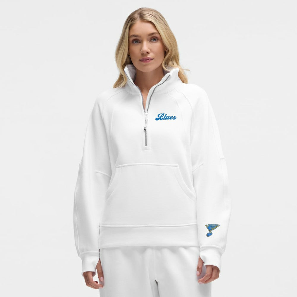 St. Louis Blues lululemon Women's Long Scuba Oversized Half-Zip Funnel Neck White
