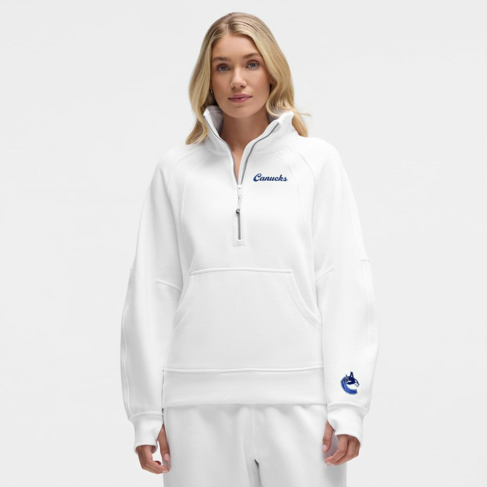 Vancouver Canucks lululemon Women's Long Scuba Oversized Half-Zip Funnel Neck White
