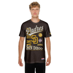 San Diego Padres Oversized Throwback Distressed T-Shirt Brown | New Era