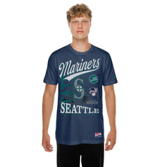 Seattle Mariners Oversized Throwback Distressed T-Shirt Navy | New Era
