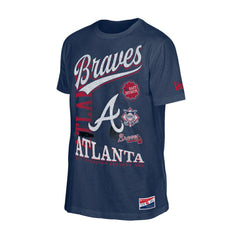 Atlanta Braves Oversized Throwback Distressed T-Shirt Navy | New Era