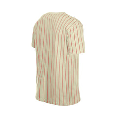 Cincinnati Reds Throwback Meshback Pinstripe T-Shirt Cream | New Era