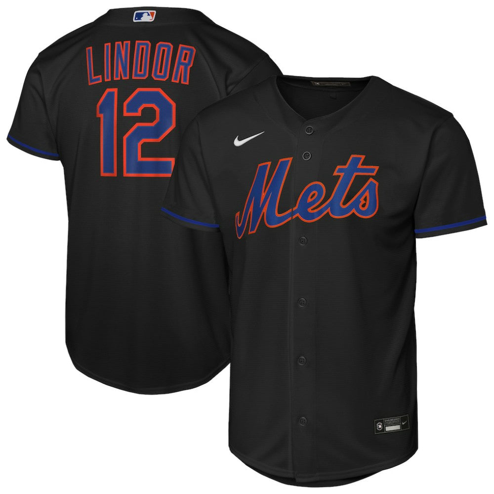 Francisco Lindor New York Mets Youth Alternate Replica Jersey - Black