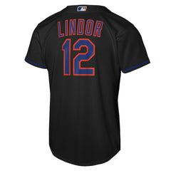 Francisco Lindor New York Mets Youth Alternate Replica Jersey - Black