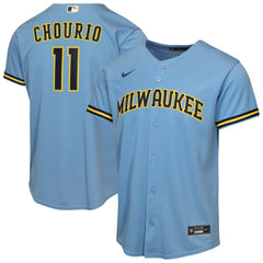 Jackson Chourio Milwaukee Brewers Youth Road Replica Jersey - Light Blue