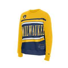 Milwaukee Brewers Women's Gameday Fleece Sweatshirt Navy/Gold | New Era