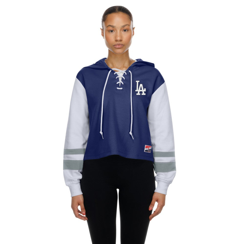 Los Angeles Dodgers Women's Boxy Lace-Up Hoodie Royal | New Era