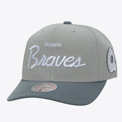 Atlanta Braves Cooperstown Thunderstorm Head Coach Pro-Crown Adjustable Hat Gray | Mitchell & Ness
