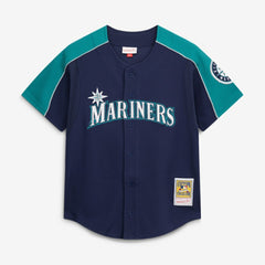 Ichiro Suzuki Seattle Mariners 2006 Cooperstown Mesh Batting Practice Button-Up Jersey - Navy
