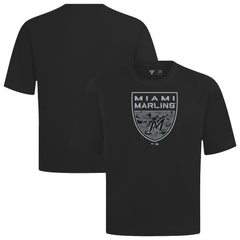 Miami Marlins Levelwear Oversized Luxe Signature Knit Buckler T-Shirt Black