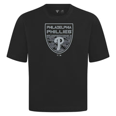 Philadelphia Phillies Levelwear Oversized Luxe Signature Knit Buckler T-Shirt Black