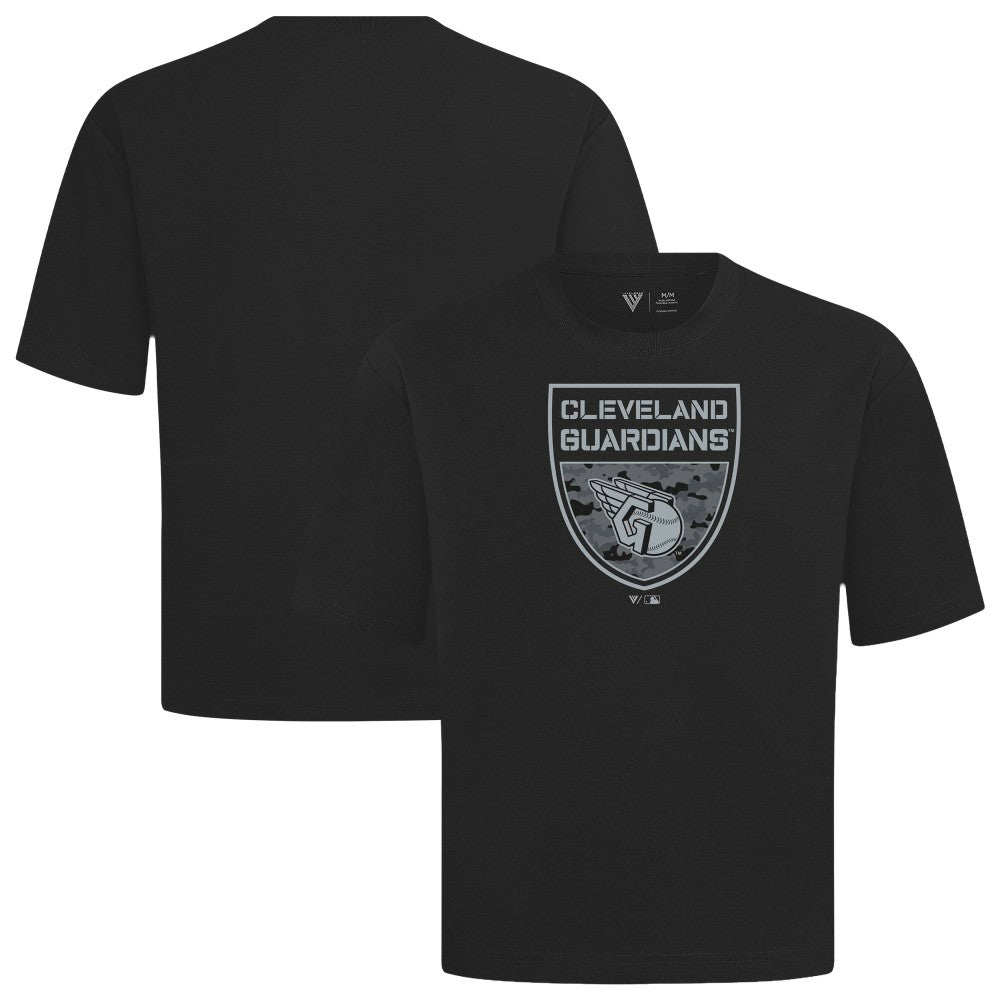 Cleveland Guardians Levelwear Oversized Luxe Signature Knit Buckler T-Shirt Black