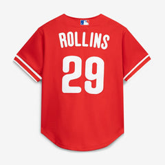 Jimmy Rollins Philadelphia Phillies Cooperstown Mesh Batting Practice Button-Up Jersey - Red