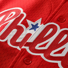 Jimmy Rollins Philadelphia Phillies Cooperstown Mesh Batting Practice Button-Up Jersey - Red