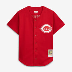 Deion Sanders Cincinnati Reds Cooperstown Mesh Batting Practice Button-Up Jersey Red | Mitchell & Ness