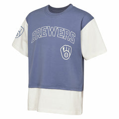 Milwaukee Brewers Outerstuff Youth Ultimate Pastels Premium Double Run T-Shirt Navy/Cream