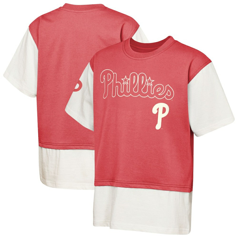 Philadelphia Phillies Outerstuff Youth Ultimate Pastels Premium Double Run T-Shirt Red/Cream
