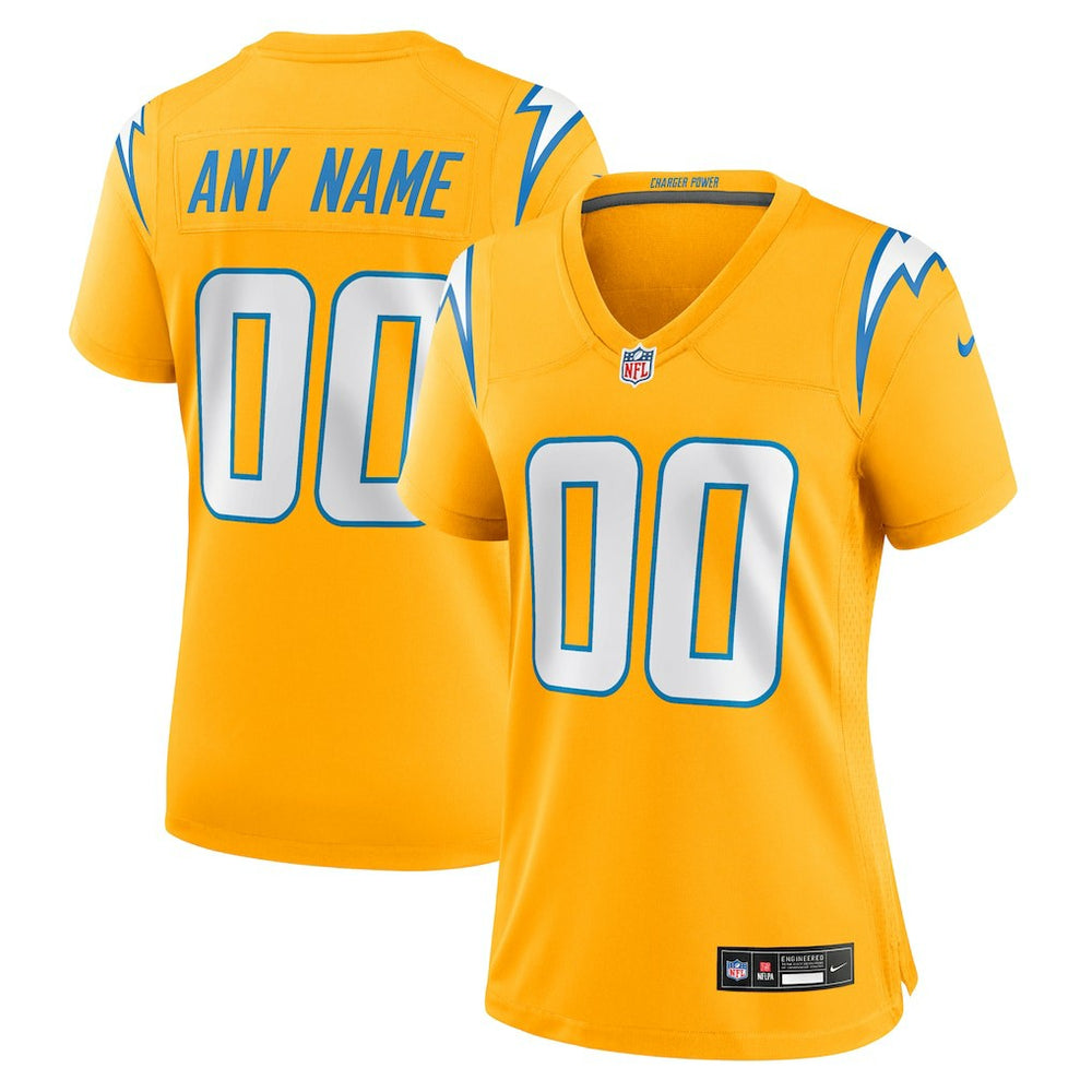 Los Angeles Chargers Women's Alternate Charger Power Game Custom Jersey - Gold
