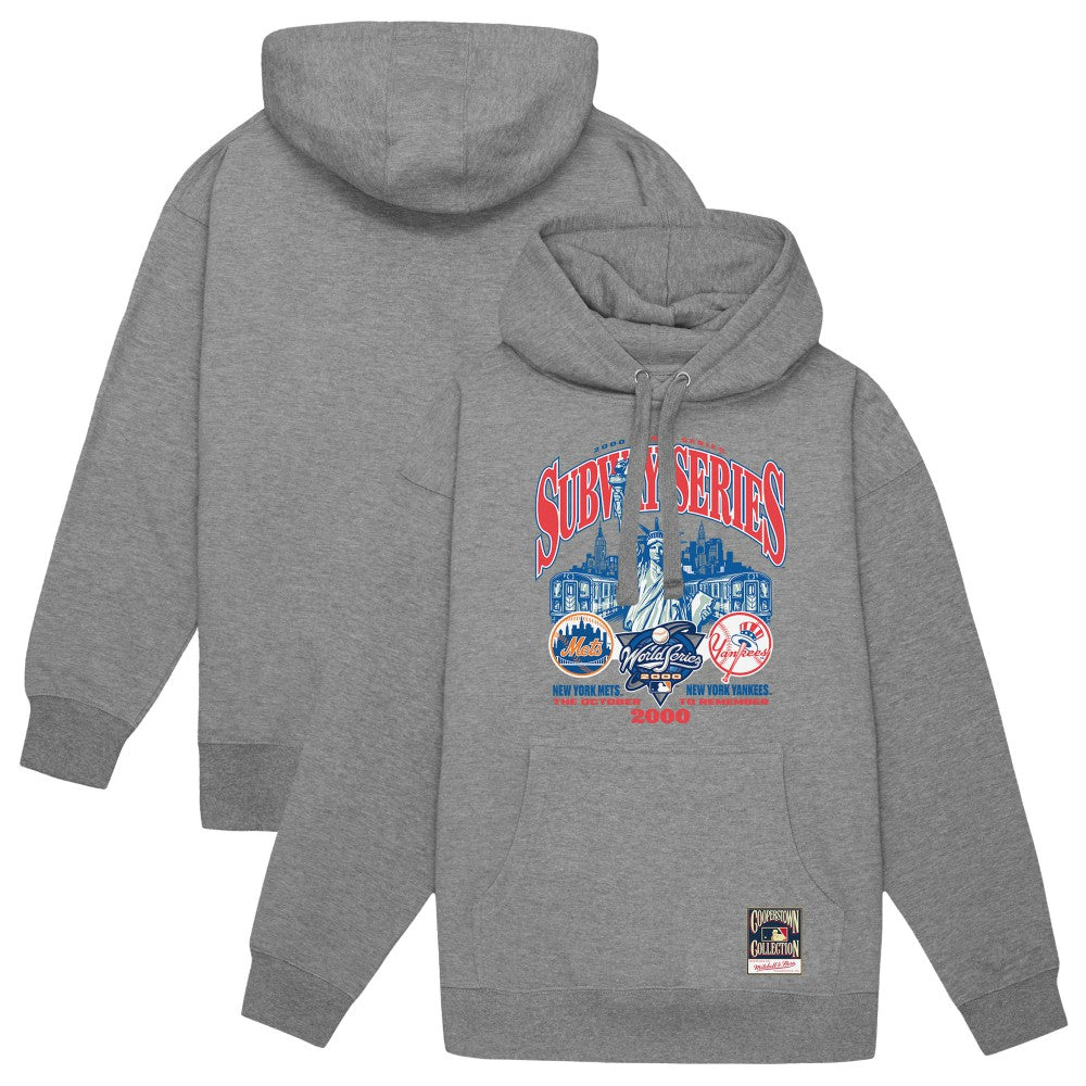 New York Yankees vs. New York Mets 2000 World Series Pullover Hoodie Heather Gray | Mitchell & Ness