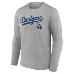 Los Angeles Dodgers Team Lockup Long Sleeve T-Shirt Gray