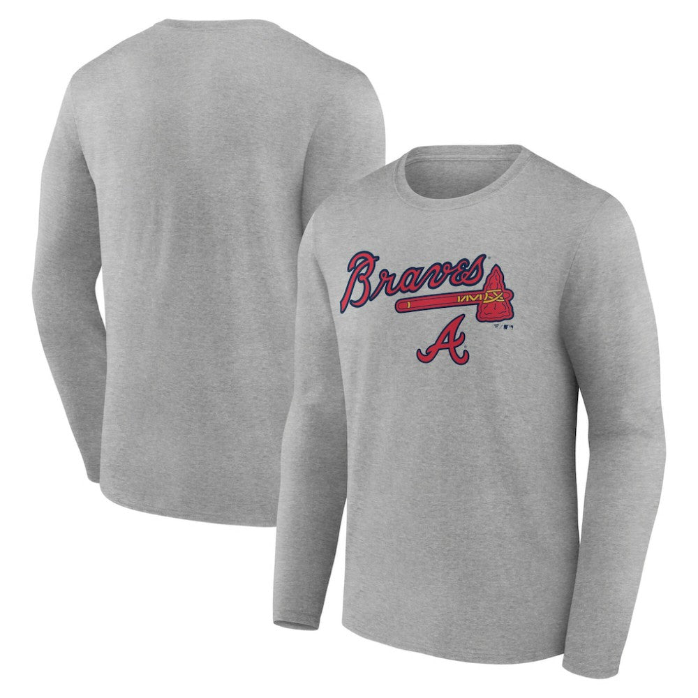 Atlanta Braves Team Lockup Long Sleeve T-Shirt Gray