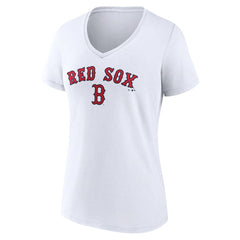 Boston Red Sox Women's Team Lockup V-Neck T-Shirt White