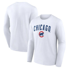 Chicago Cubs Team Lockup Long Sleeve T-Shirt White