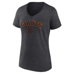 San Francisco Giants Women's Team Lockup V-Neck T-Shirt Charcoal