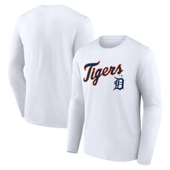 Detroit Tigers Team Lockup Long Sleeve T-Shirt White