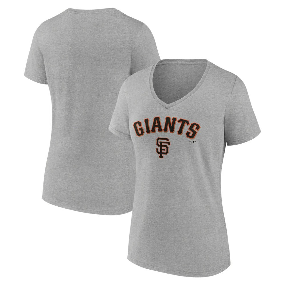 San Francisco Giants Women's Team Lockup V-Neck T-Shirt Gray