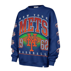 New York Mets Women's Trendy Team Go Big Oversized Sweatshirt Royal | 47 brand