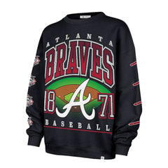 Atlanta Braves Women's Trendy Team Go Big Oversized Sweatshirt Navy | 47 brand