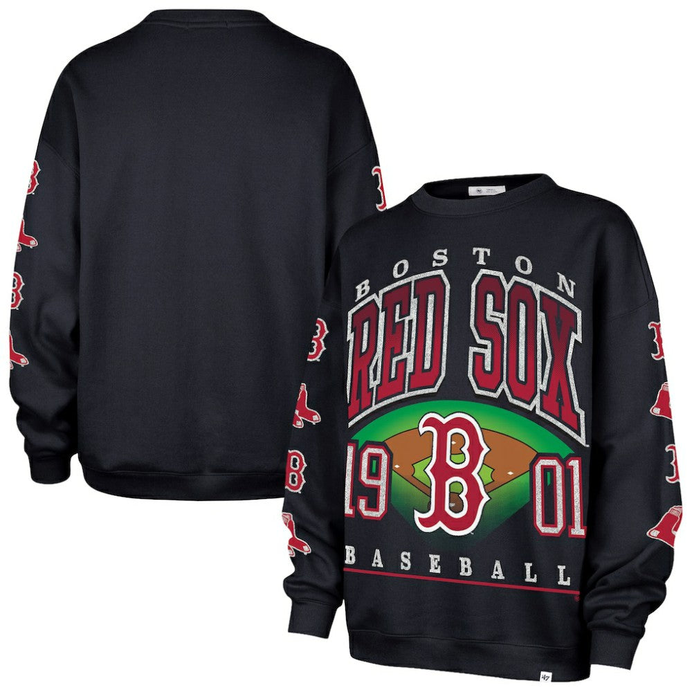 Boston Red Sox Women's Trendy Team Go Big Oversized Sweatshirt Black | 47 brand