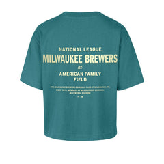 Milwaukee Brewers Women's Contemporary Basics Leon City T-Shirt Teal | 47 brand