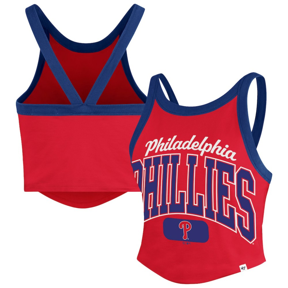 Philadelphia Phillies Women's Trendy Team Rally Sporty Cropped Racerback Tank Top Red | 47 brand