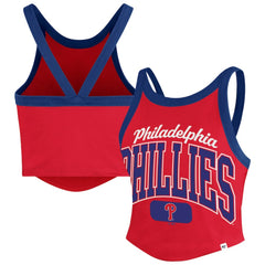 Philadelphia Phillies Women's Trendy Team Rally Sporty Cropped Racerback Tank Top Red | 47 brand