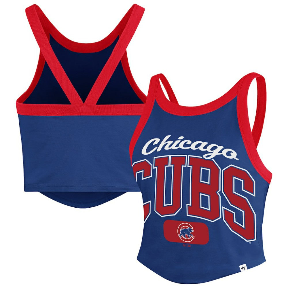 Chicago Cubs Women's Trendy Team Rally Sporty Cropped Racerback Tank Top Royal | 47 brand