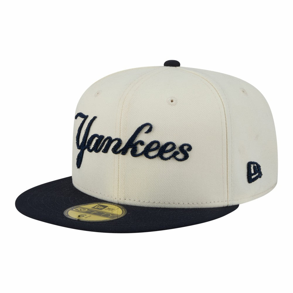 New York Yankees Two-Tone Stitch 59FIFTY Fitted Hat Cream | New Era
