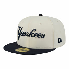 New York Yankees Two-Tone Stitch 59FIFTY Fitted Hat Cream | New Era