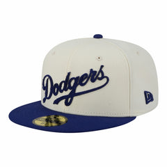 Los Angeles Dodgers Two-Tone Stitch 59FIFTY Fitted Hat Cream | New Era