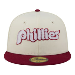 Philadelphia Phillies Two-Tone Stitch 59FIFTY Fitted Hat Cream | New Era