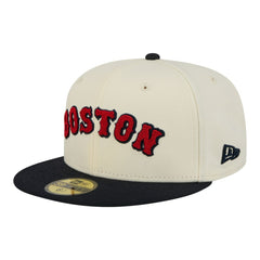 Boston Red Sox Two-Tone Stitch 59FIFTY Fitted Hat Cream | New Era