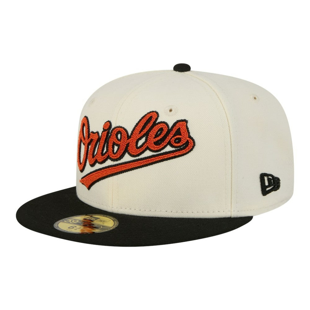 Baltimore Orioles Two-Tone Stitch 59FIFTY Fitted Hat Cream | New Era