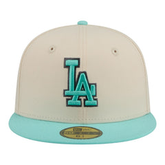 Los Angeles Dodgers Two-Tone Color Pack 59FIFTY Fitted Hat Light Beige/Turquoise | New Era
