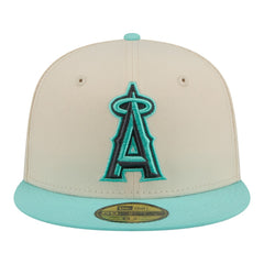 Los Angeles Angels Two-Tone Color Pack 59FIFTY Fitted Hat Light Beige/Turquoise | New Era