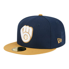 Milwaukee Brewers Two-Tone Color Pack 59FIFTY Fitted Hat Navy/Khaki | New Era